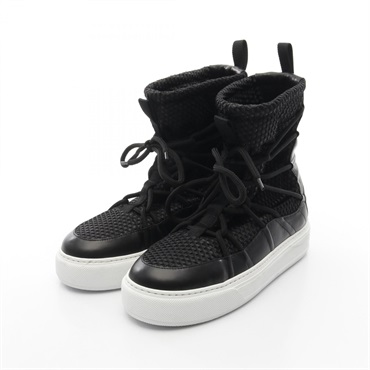 Christian Dior mesh boots flat leather Fabric Black Used Women #37