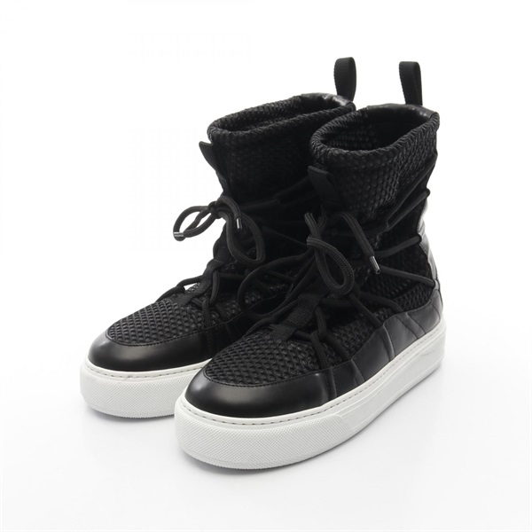 Christian Dior mesh boots flat leather Fabric Black Used Women #37