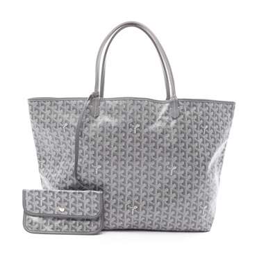 GOYARD Saint Louis GM Tote Bag PVC coated canvas leather Gray White Used Women
