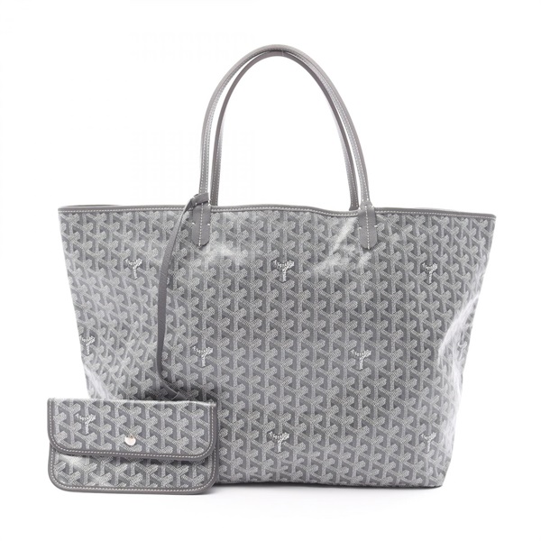 GOYARD Saint Louis GM Tote Bag PVC coated canvas leather Gray White Used Women