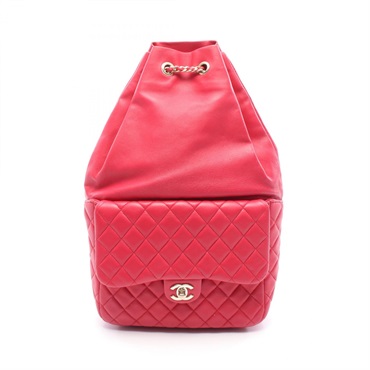 CHANEL Matelasse Cruise Line Chain Backpack Bag A94417 Lambskin Red Used GHW