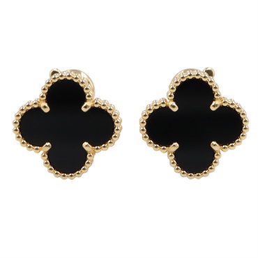 Van Cleef & Arpels Vintage Alhambra Pierced earrings Onyx 18KYG Gold Black Used