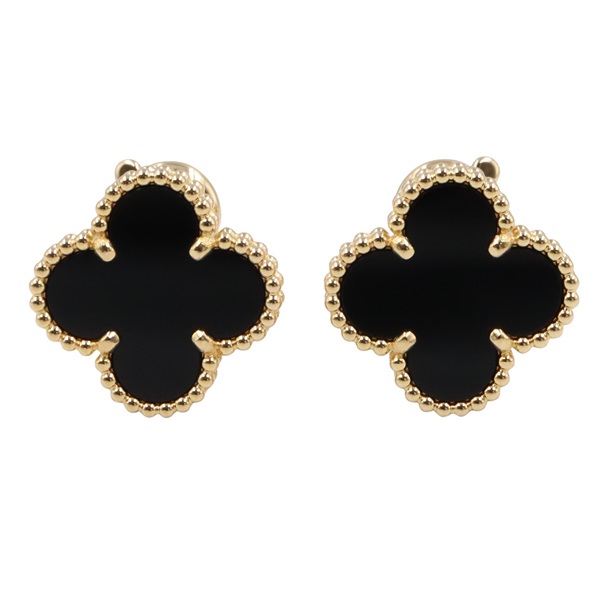 Van Cleef & Arpels Vintage Alhambra Pierced earrings Onyx 18KYG Gold Black Used