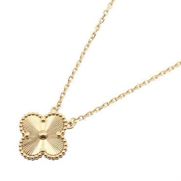 Van Cleef & Arpels Vintage Alhambra Necklace Guilloché 18KYG Yellow Gold Used