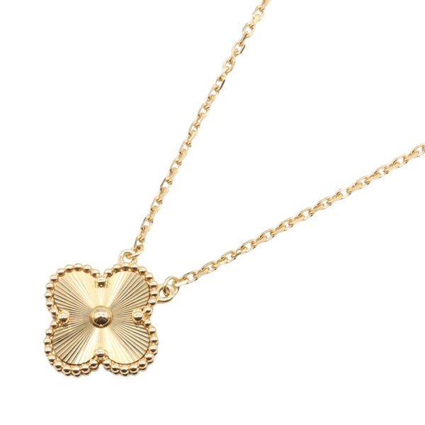 Van Cleef & Arpels Vintage Alhambra Necklace Guilloché 18KYG Yellow Gold Used