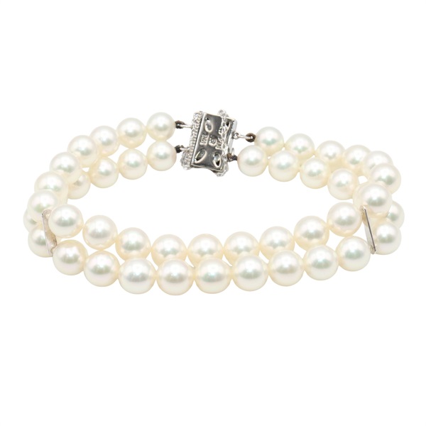 MIKIMOTO Pearl Bracelet 14KWG White Gold Pearl White Used Women 16.5㎝