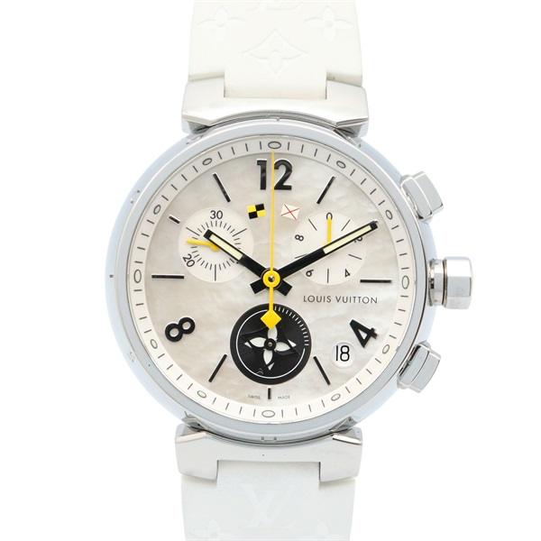 LOUIS VUITTON Tambour Chrono Lovely Cup Wrist Watch Q11BA Quartz SS rubber mens