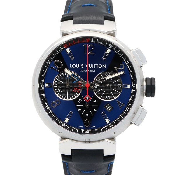 LOUIS VUITTON Tambour Chrono Wrist Watch Q102V Automatic winding SS leather mens