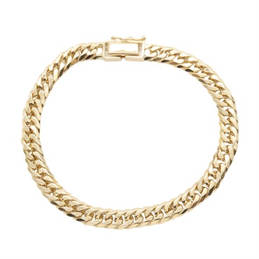 JEWELRY Double 6 side Curb link chain Bracelet 18KYG Yellow Gold Used unisex