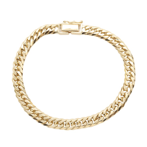JEWELRY Double 6 side Curb link chain Bracelet 18KYG Yellow Gold Used unisex
