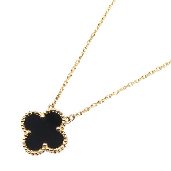 Van Cleef & Arpels Vintage Alhambra Necklace Onyx 18KYG Yellow Gold Black Used