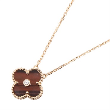 Van Cleef & Arpels Vintage Alhambra Necklace Diamond 18KPG Gold Bullseye Used