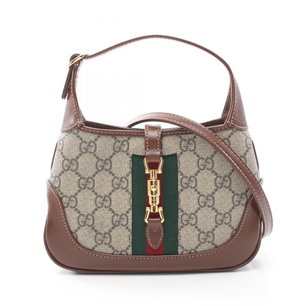 GUCCI Jackie 1961 GG Supreme Shoulder Handbag canvas leather Beige NEW Women