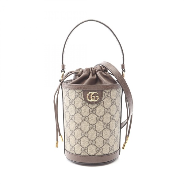 GUCCI Ophidia mini bucket Shoulder bag GG Supreme canvas leather Beige Brown NEW