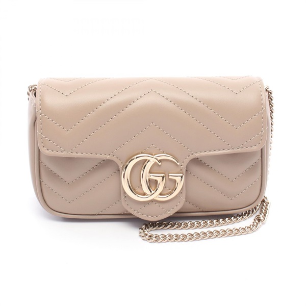 GUCCI GG Marmont Super Mini Chain Shoulder Bag 476433DTDHD1523 Leather Beige NEW