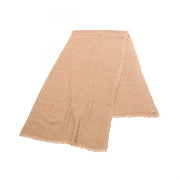 LOUIS VUITTON Monogram Stole scarf M76030 silk wool cashmere Beige Used Women