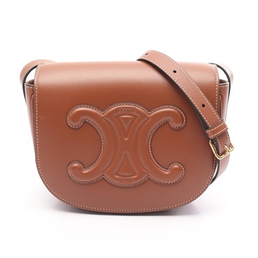 CELINE Folco Cuir Triomphe Shoulder Bag 198263DU3 leather Brown Used Women