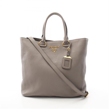 PRADA Vitello Phenix 2Way Crossbody Shoulder Tote Bag 1BG865 Leather Beige Used