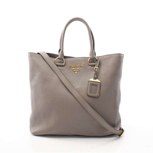 PRADA Vitello Phenix 2Way Crossbody Shoulder Tote Bag 1BG865 Leather Beige Used