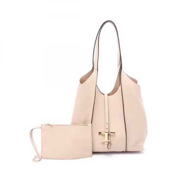 TOD'S T Timeless Shopping Bag Medium Tote Bag Leather Pink Used Women