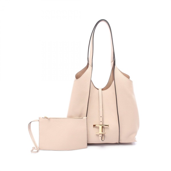 TOD'S T Timeless Shopping Bag Medium Tote Bag Leather Pink Used Women