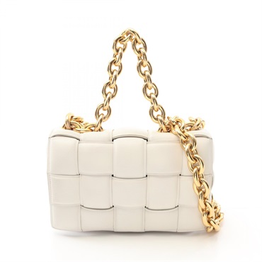 BOTTEGA VENETA The Chain Cassette Shoulder Bag 631421 leather White Used Women