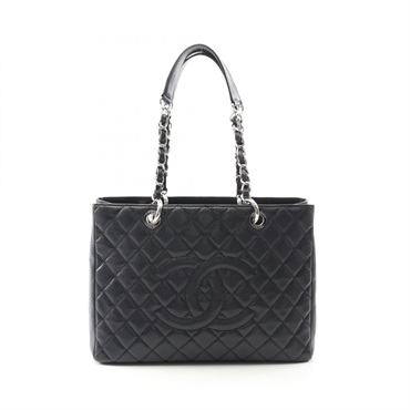 CHANEL Matelasse Grand Shopping Tote GST Chain Bag A50995 Calfskin Black SHW