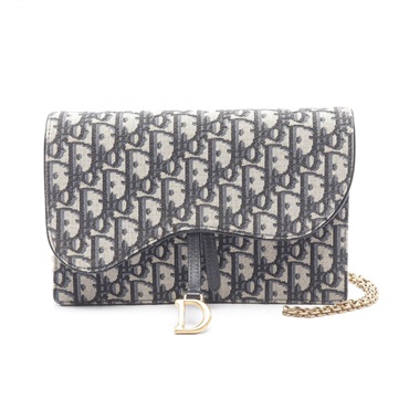 Christian Dior Oblique Saddle Pouch Shoulder Bag S5620CTZQ Jacquard Beige Black