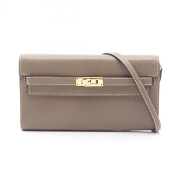 HERMES Kelly to go Shoulder Bag Z H080253CC Chevre Leather Beige Etoupe SHW Used