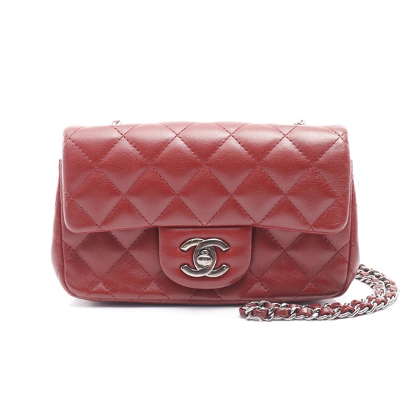 CHANEL Extra Mini Matelasse Chain Shoulder Bag A65050 Lambskin Bordeaux Used SHW
