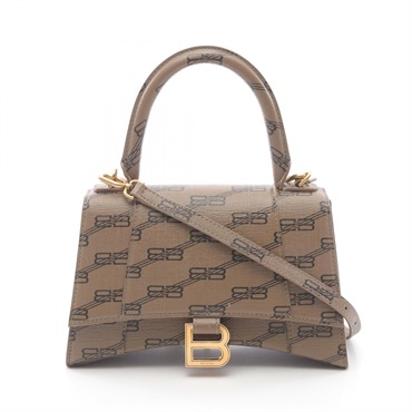 BALENCIAGA Hourglass Small BB Monogram Shoulder Handbag 593546 canvas Brown Used