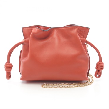 LOEWE Nano Flamenco Clutch Chain Shoulder Bag A411FC6X01 leather Orange Red