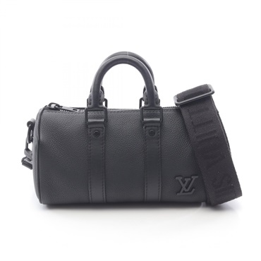 LOUIS VUITTON Keepall XS Handbag M80950 LV Aerogram leather Black Used mens LV