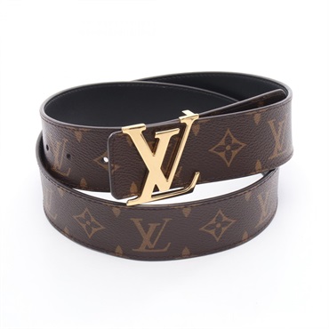 LOUIS VUITTON Ceinture LV initials belt M0566 Monogram leather Brown Black Used