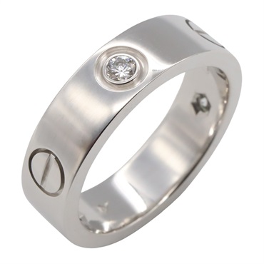 CARTIER Love 3P Diamond Ring 18KWG White Gold Used women US size 6.5 #53
