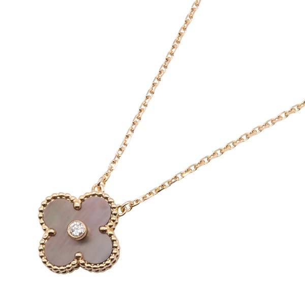 Van Cleef & Arpels Vintage Alhambra Necklace Diamond 18KPG Gold Mother of pearl