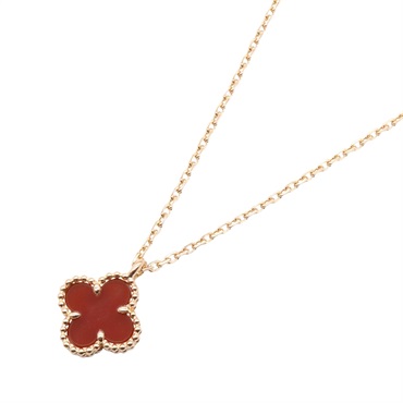 Van Cleef & Arpels Sweet Alhambra Necklace 18KPG Pink Rose Gold Carnelian Used