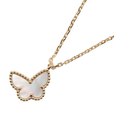 Van Cleef & Arpels Sweet Papillon Necklace Mother of Pearl 18KYG Gold White Used