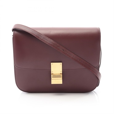 CELINE Classic Box Medium Shoulder Bag leather Bordeaux Used Women GHW