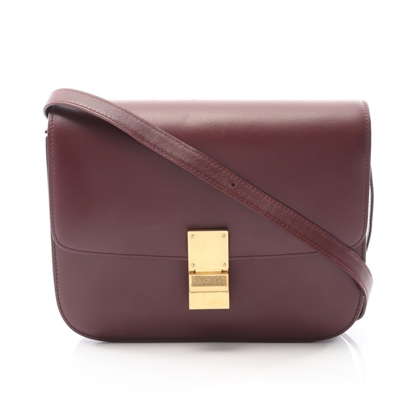 CELINE Classic Box Medium Shoulder Bag leather Bordeaux Used Women GHW