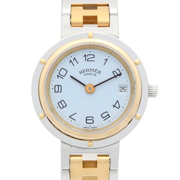 HERMES Clipper Wrist Watch CL2.440 Quartz Gold Plated Stainless Steel Used Women