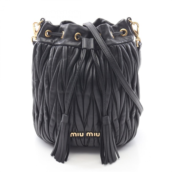 Miu Miu MATELASSE Shoulder Bag crossbody leather Black Used Women
