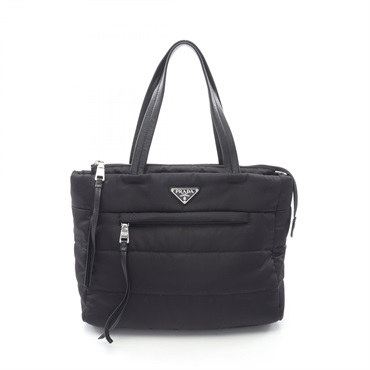 PRADA TESSUTO BOMBER Tote Bag Nylon leather Black Used Women