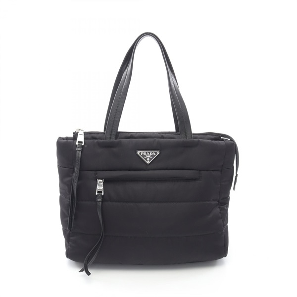 PRADA TESSUTO BOMBER Tote Bag Nylon leather Black Used Women