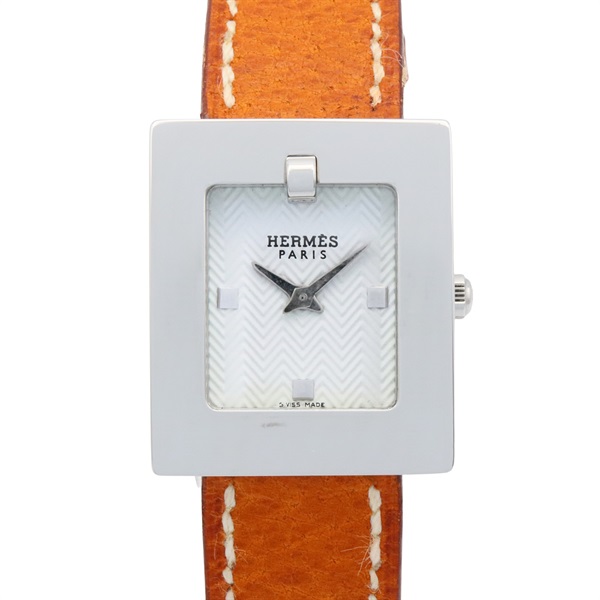 HERMES Belt Wrist Watch BE1.110 Quartz Stainless Steel Used Women White