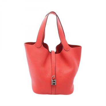 HERMES Picotin Lock MM Tote Handbag Clemence leather Rouge pivoine Used SHW T