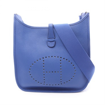 HERMES Evelyne Troyes PM Shoulder Bag Clemence leather Blue royale Used SHW U