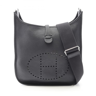 HERMES Evelyne Troyes PM Shoulder Bag Clemence leather Blue nuit Used Women SHW