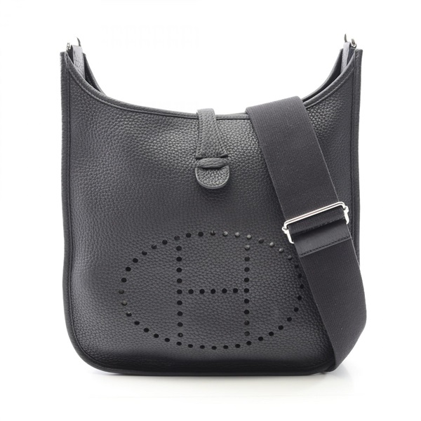 HERMES Evelyne Troyes PM Shoulder Bag Clemence leather Blue nuit Used Women SHW