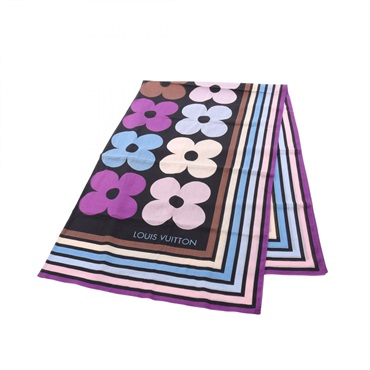 LOUIS VUITTON Stole scarf wrap cotton Purple Multicolor Used Women LV